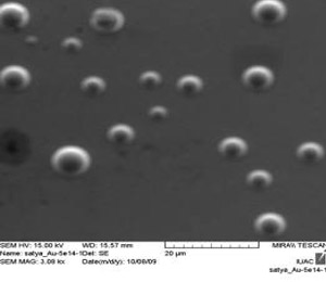 The images of Au microballs formed on the surface of Si after irradiation are shown in figure above.