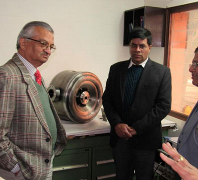 Visit by Dr Anil Kakodkar to see the first SSR1 single spoke resonator built by IUAC (January 2015).