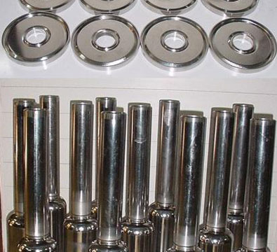 Electropolished top flanges and central conductors from the production lot-QWRs at IUAC (March 2008).